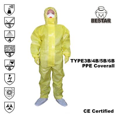 China TYPE 3B/4B/5B/6B Throw Away Disposable Medical Coveralls Workwear For Biological for sale