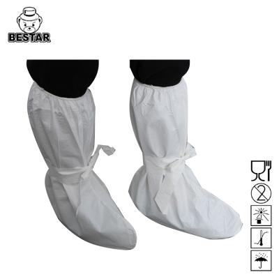 China Microporous Film Waterproof Disposable Booties Slip On Boot Cover For Hospital for sale