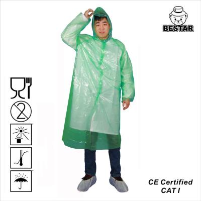 China Lluvia plástica disponible Poncho With Hood del impermeable PE de la prenda impermeable en venta