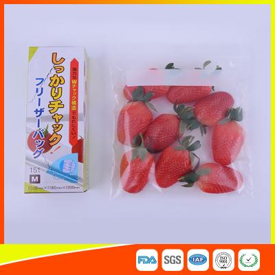 China Clear Plastic Freezer Zip Lock Bags With Writing Panel For Vegetable / Meat Storage for sale