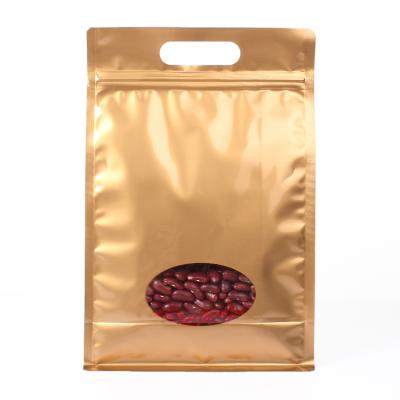 China Gold Color Eco-friemdly Plastic Zipper Bag Stand Up Waterproof Ziplock Bags for sale