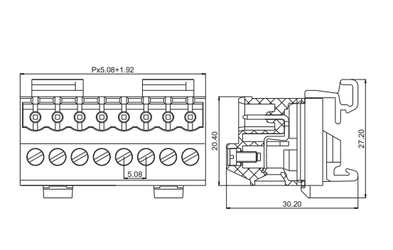 Din rail terminal block pluggable