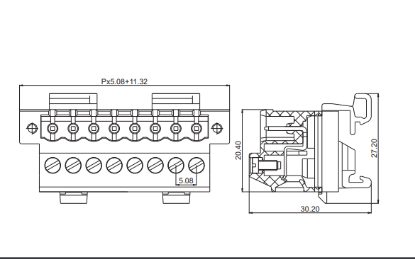 Din rail terminal block pluggable