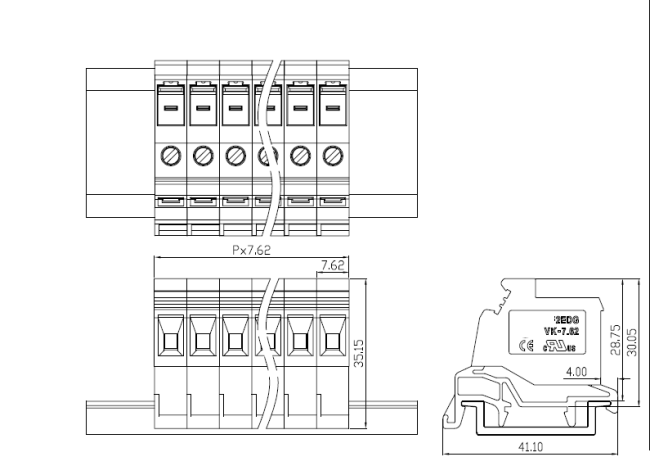 Din rail terminal block pluggable Supplyer