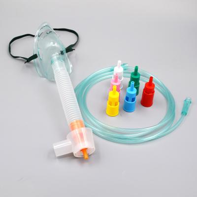 China Transparent / Green Non Rebreather Oxygen Mask Disposable Adjustable Venturi Mask 7 Diluters for sale