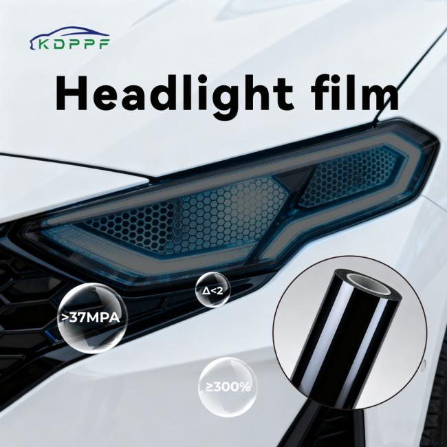 Close-up view of KL85 Headlight PPF material and installation process