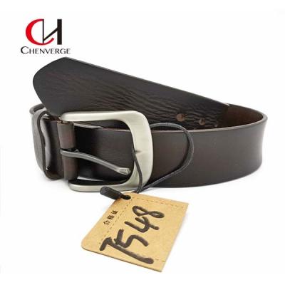 China Multiscene Casual Leather Pin Buckle Belt , Durable Genuine Black Leather Belt Mens for sale