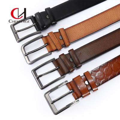 China Custom double check Men'S Business Belt with Zinc Alloy Pin Buckle for sale