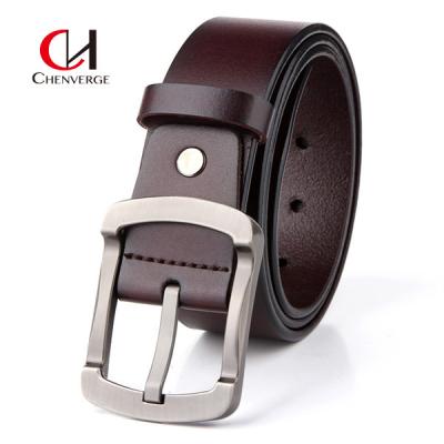 China Genuine Leather Reversible Metal Buckle Belt Cowhide For Business Meeting for sale