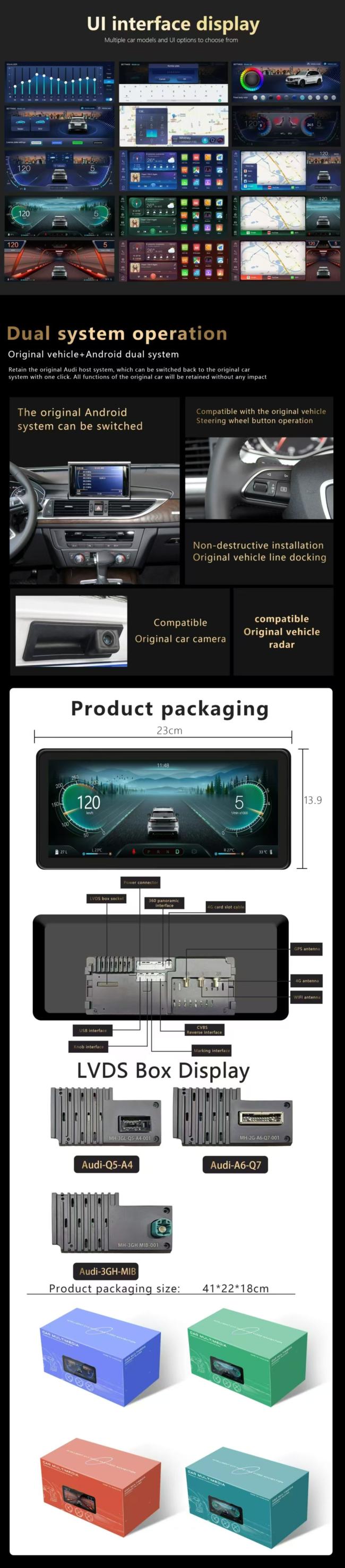 Multimedia system showing navigation and audio features