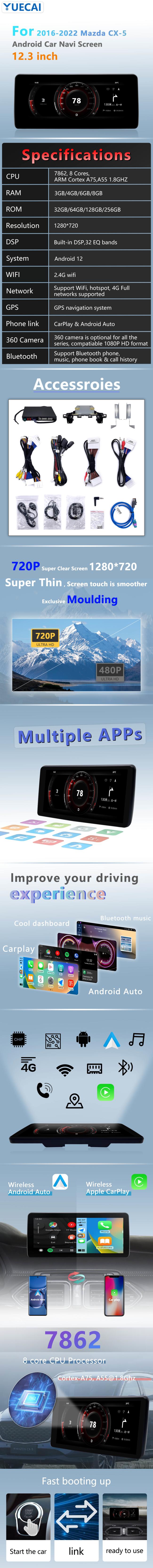 2016-2022 Mazda CX-5 Android Head Unit display