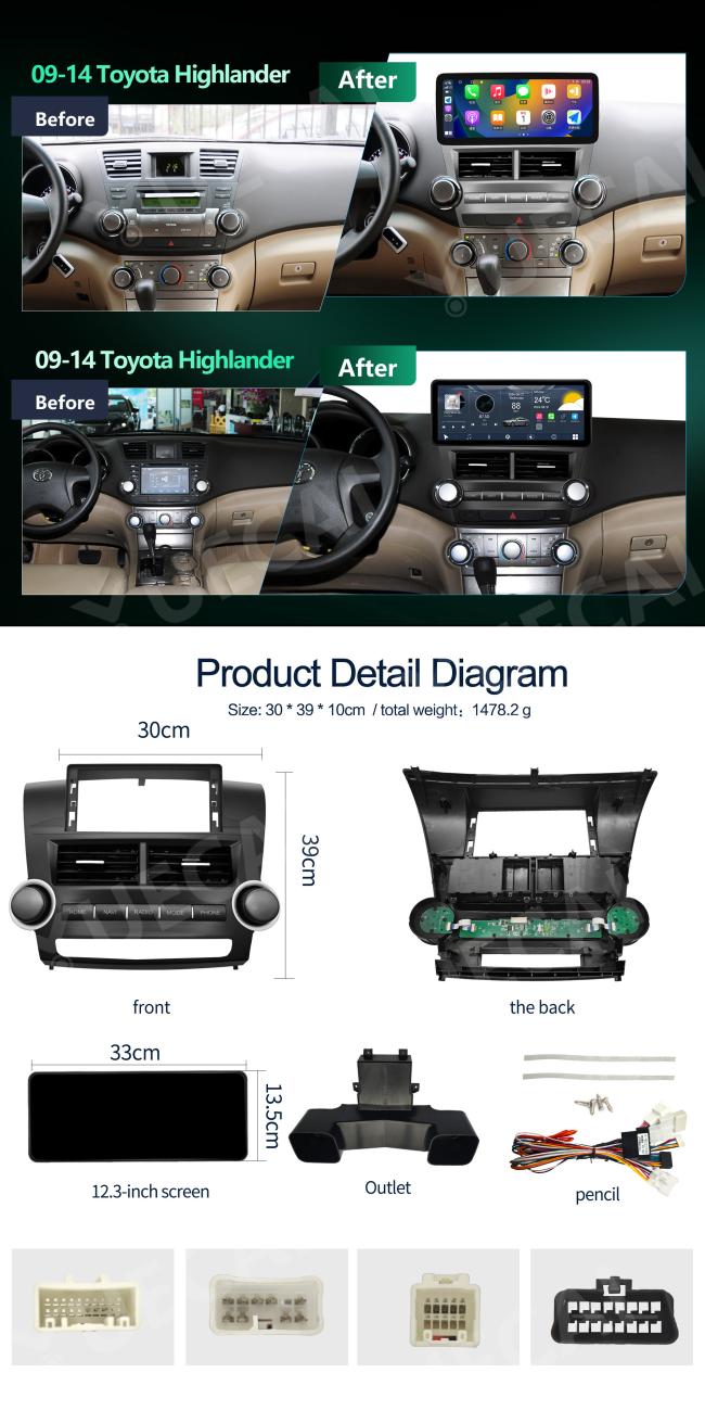 Toyota Highlander car DVD player installed view