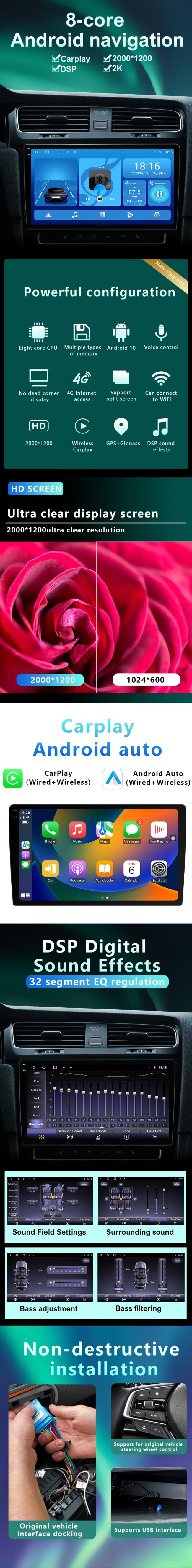 Stereo Android Car Radio GPS Navigation unit with 9/10 inch display