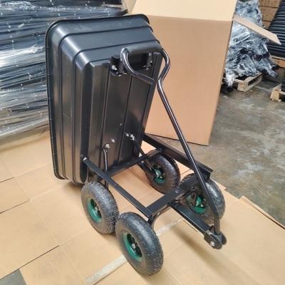 China 75L Poly Body Garden Dump Cart Large Capacity Poly Dump Cart With Tipping Function for sale