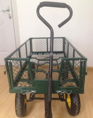 China Heavy Duty 75L Garden Mesh Cart with Removable Mesh Sides to Convert into Flatbed, Utility Metal Wagon for sale