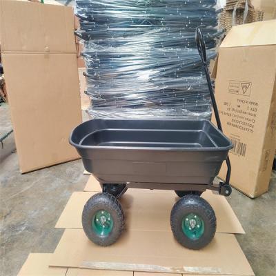 China 75L Garden Dumping Cart Black Garden Cart Tipper Garden Trolley Tipper for sale