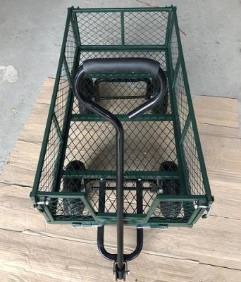 China 50L Utility Mesh Steel Garden Cart Folding Utility Wagon with Removable Sides and 4.10/3.50-4 inch Wheels for sale