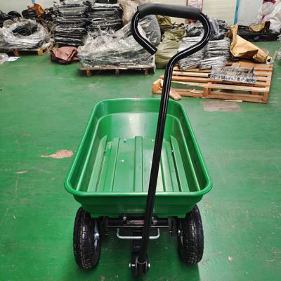 China Popular Hand Pull Garden Dump Cart 350-4 Pneumatic Wheels 50L Capacity for sale