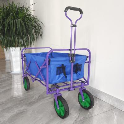 China Double Layers Cloth Camping Cart 8 Inch PVC Wheel Portable Hand Trolley Folding Wagon for sale