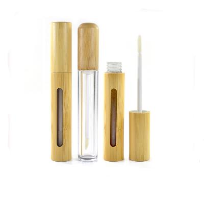 China Wood Color Engraved Bamboo Engraved Empty Lip Gloss Tubes 5ml 6ml 7ml for sale