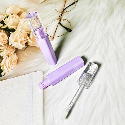 China Wholesale Square Purple OEM Empty Lip Gloss Tube With Brush Paint Spraying for sale