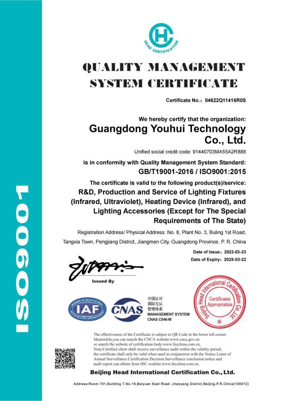 ISO9001 - Guangdong Youhui Technology Co., Ltd.