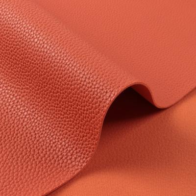 China Custom Lychee Soft PVC Leather For Bags Imitation Cotton Velvet Bottom Fabric for sale