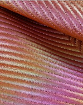 中国 Colorful Gradient Diamond PVC Faux Artificial Leather Bag Leather Fabric Material 販売のため