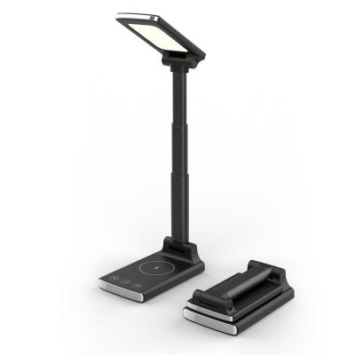 China Flat Aluminium  Foldable Led Desk Lamp With Wireless Charger Usb Charging For Iphone for sale