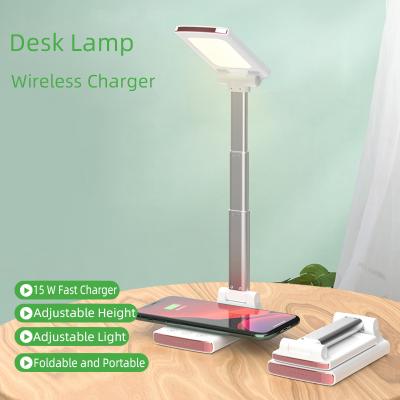 China Portable Folding Bedside Table Lamp Led Desk Lamp With Wireless Charger Charging for sale