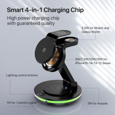 China ABS PC 3 in 1 Foldable and Portable Magnetic Wireless Charger with Fast Charging for sale