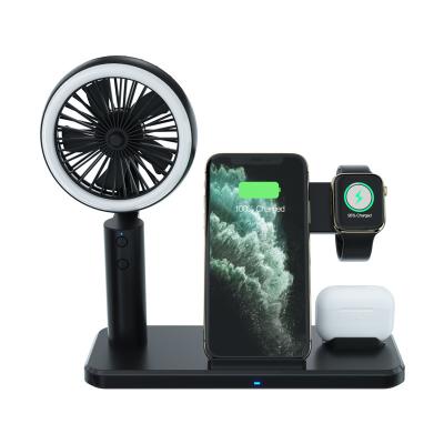 China 15W Desk Wireless Charger Station Handheld Fan 205KHz For  for sale