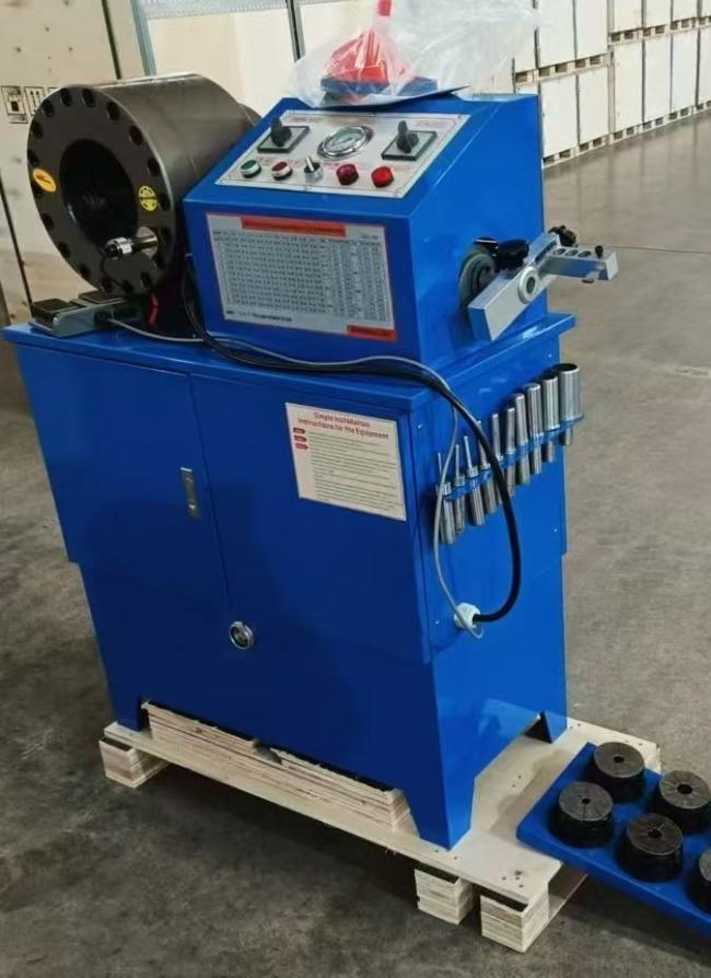 Hydraulic hose crimping machine side view