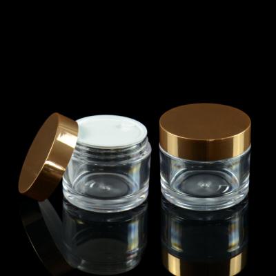 China 50ml Serum ABS PETG Cosmetic Jar Face Cream With Electroplated Lid for sale