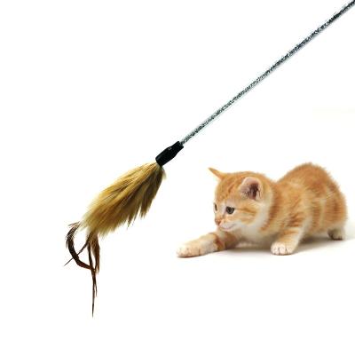 China Cute Kitty Teaser Cat Toy , Interactive Cat Toys Feather Stick For Kitten for sale