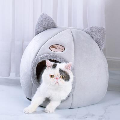 China Coral Fleece Pet Bed Cats Sleeping Bag Winter Warm Small Cat Beds for sale