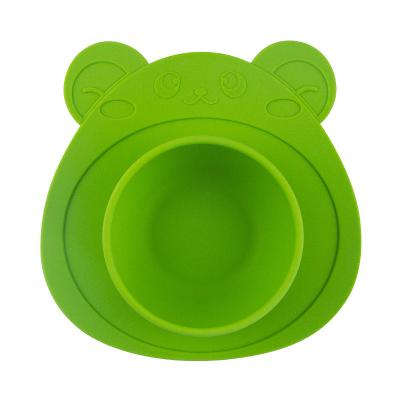 China Green Non Toxic Silicone Suction Bowl Weaning Safe Easy To Clean for sale