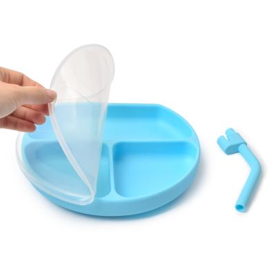 China Sky Blue Silicone Plate Microwave Childrens Silicone Plates BPA Free for sale