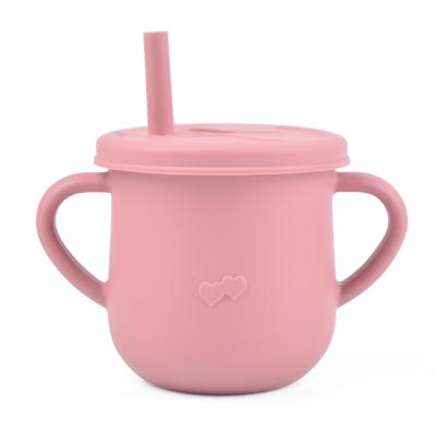 China Niños pequeños bebés Taza de agua de silicona productos de silicona personalizados rosa en venta