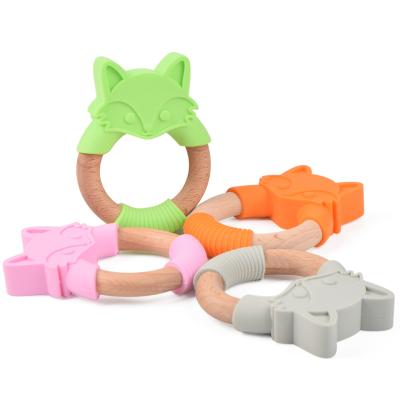 China Green Natural Rubber Teether Durable Silicone Teething Rings for sale