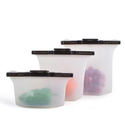 China 500ml 1000ml Collapsible Silicone Food Storage Bag Silicone Freezer Bags for sale