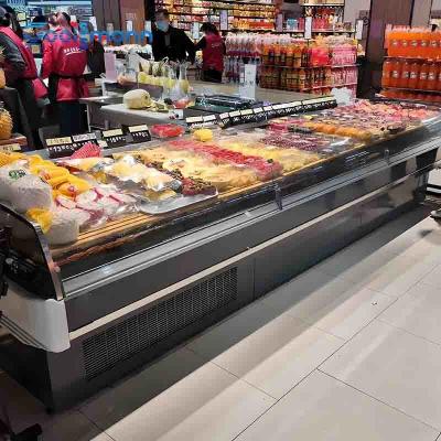China Stainless Steel Meat Display Freezer No Door Butchery Showcase Chiller for sale