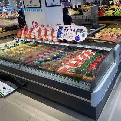 China Congelador da exposição da carne fresca nenhuma mostra mais fresca do refrigerador do alimento da porta à venda