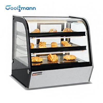China Curved Front Counter Top Cake Display Fridge , Tempered Glass Dessert Display Cooler for sale
