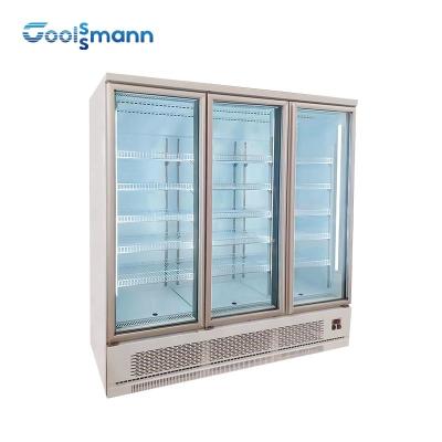 China Double Glazed Glass Door Fridge Freezer , LED 1260L Drink Display Fridge for sale