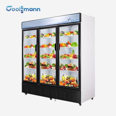 China 1587L Glass Beverage Fridge Self Closing Double Layer Tempered Door Front Cooler for sale