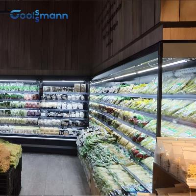 China 4 Layer Fruit Display Cooler , Laminated Wind Curtain Vegetable Display Refrigerator for sale