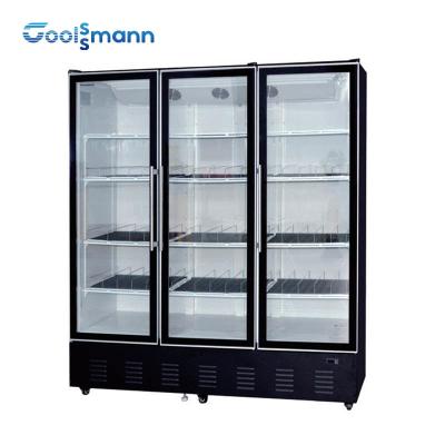 China Supermarket Glass Door Cooler Showcase , 	220V 50HZ Three Door Upright Cooler for sale