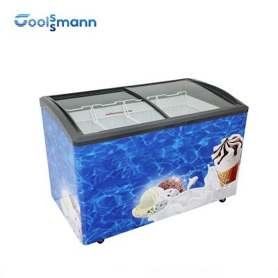 China 2m Length Ice Cream Display Freezer Showcase Energy Saving Clear Glass Cabinet for sale