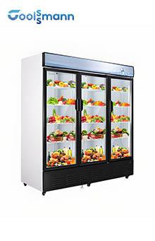 China LED Glass Door Cooler Drinks Fridge 1587L Double Layer Tempered for sale